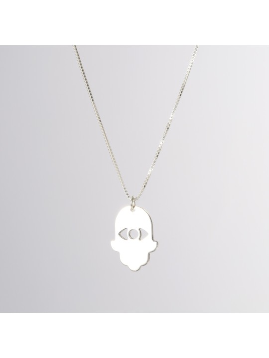 Pendentif Hamsa en argent sterling unique, collier familial en argent sterling