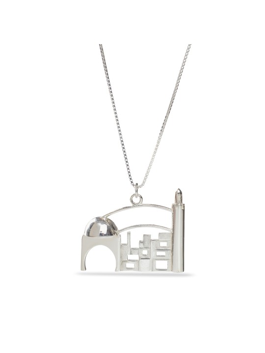Sterling Silver Jerusalem Walls Pendant , Sterling Silver Family Neckl