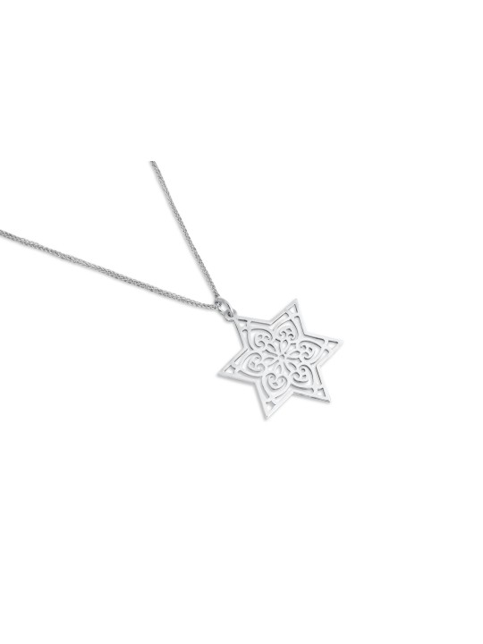 Filigrane Sterling Silver Hollow Star of David Pend , Filigrane juif J