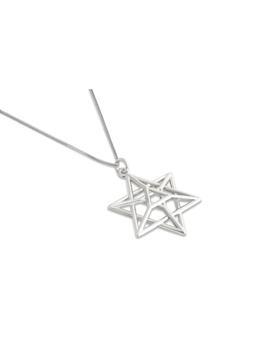Collier étoile géométrique de David en argent sterling, famille en argent sterling