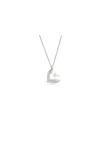 Sterling Silver Thick Heart Pendant , Sterling Silver Family Necklaces