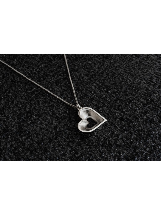 Sterling Silver Thick Heart Pendant , Sterling Silver Family Necklaces
