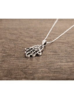 925 Sterling Silver Hamsa Hollow Necklace , Jewish Filigree Jewelry ,
