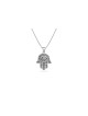 Pendentif Hamsa et mauvais œil en argent décoré, famille en argent sterling N