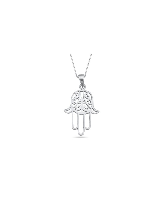 Grand pendentif en argent sterling en filigrane Hamsa, bijoux juifs en filigrane