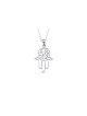 Grand pendentif en argent sterling en filigrane Hamsa, bijoux juifs en filigrane