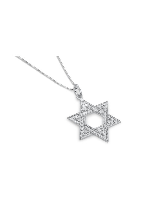 Pendentif en argent décoré d’étoile de David, collier familial en argent sterling