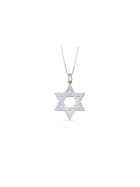 Pendentif en argent décoré d’étoile de David, collier familial en argent sterling