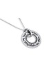Ring-Shaped Shema Israel Silver Pendant with Stars , Sterling Silver F