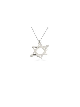 Collier étoile de David en argent sterling audacieux et moderne, argent sterling F