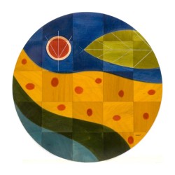 Round Floor Mat Yellow Path by Kakadu Art | House Decorations