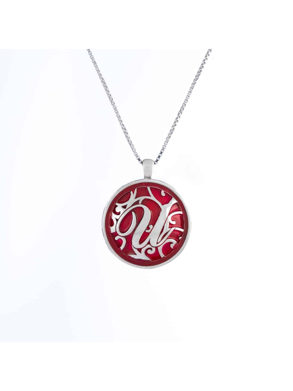 Pendentif Initial élégant arrondi émaillé, colliers de nom colorés, I
