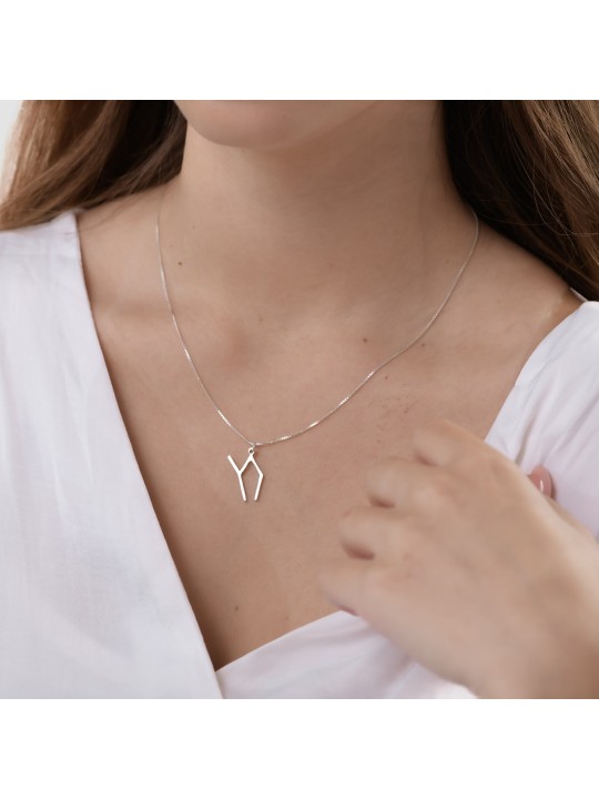 Pendentif Chai géométrique en argent sterling de forme unique, argent sterling F