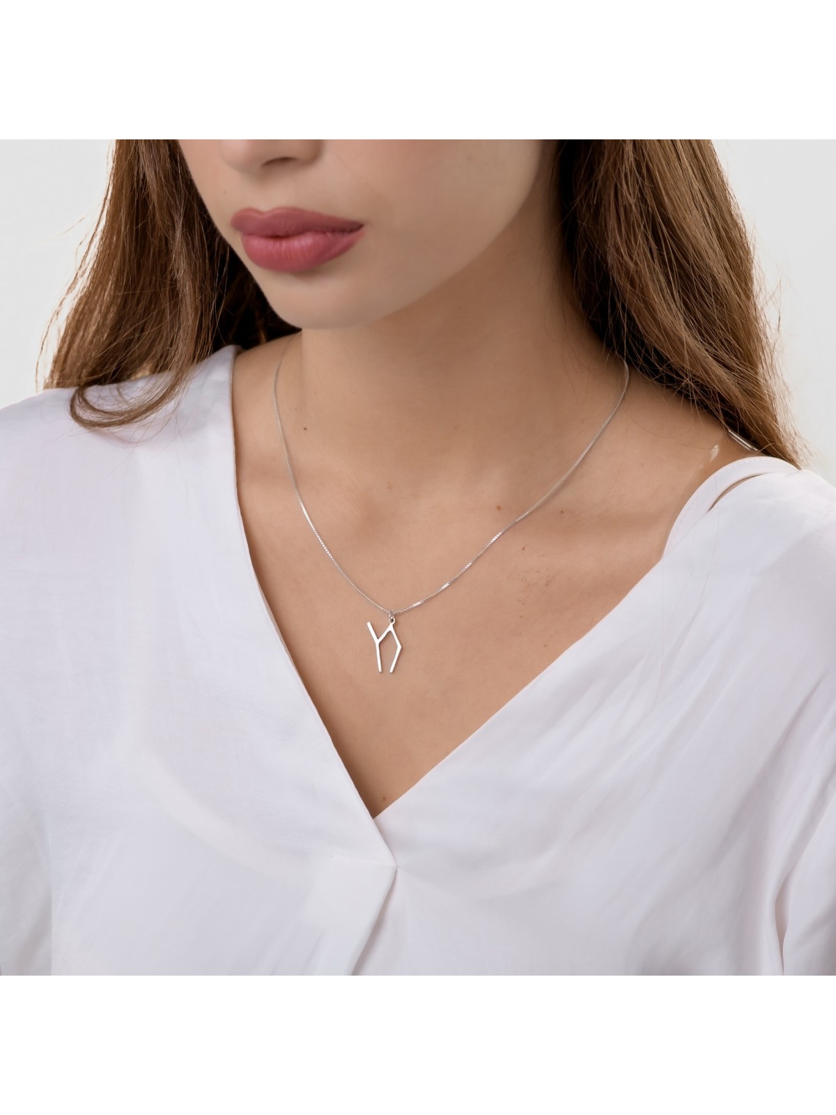 Pendentif Chai géométrique en argent sterling de forme unique, argent sterling F