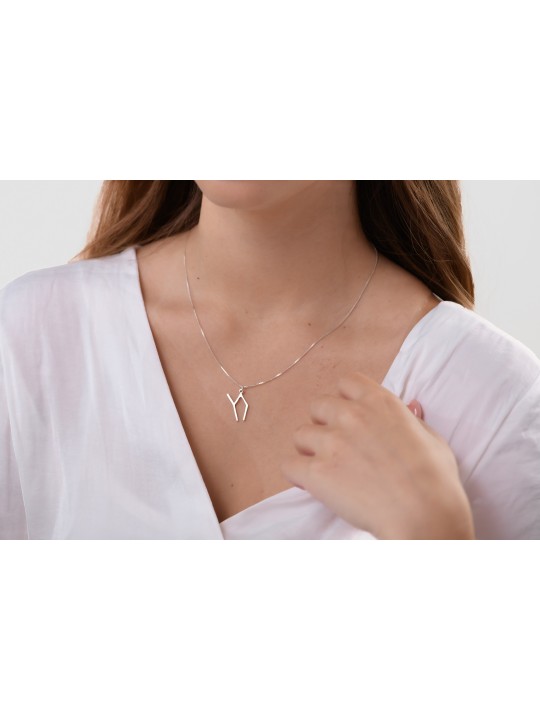 Pendentif Chai géométrique en argent sterling de forme unique, argent sterling F
