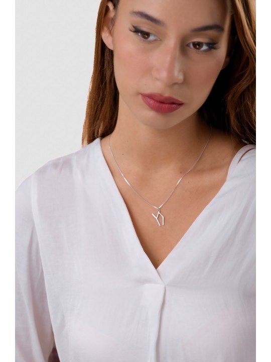 Pendentif Chai géométrique en argent sterling de forme unique, argent sterling F