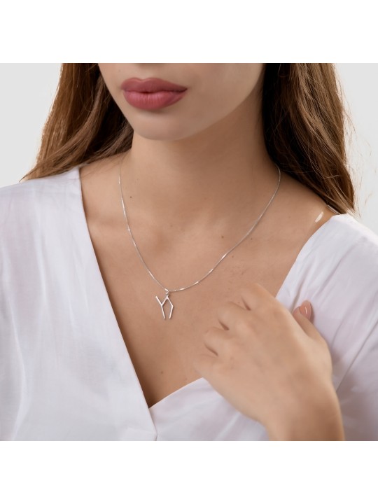 Pendentif Chai géométrique en argent sterling de forme unique, argent sterling F