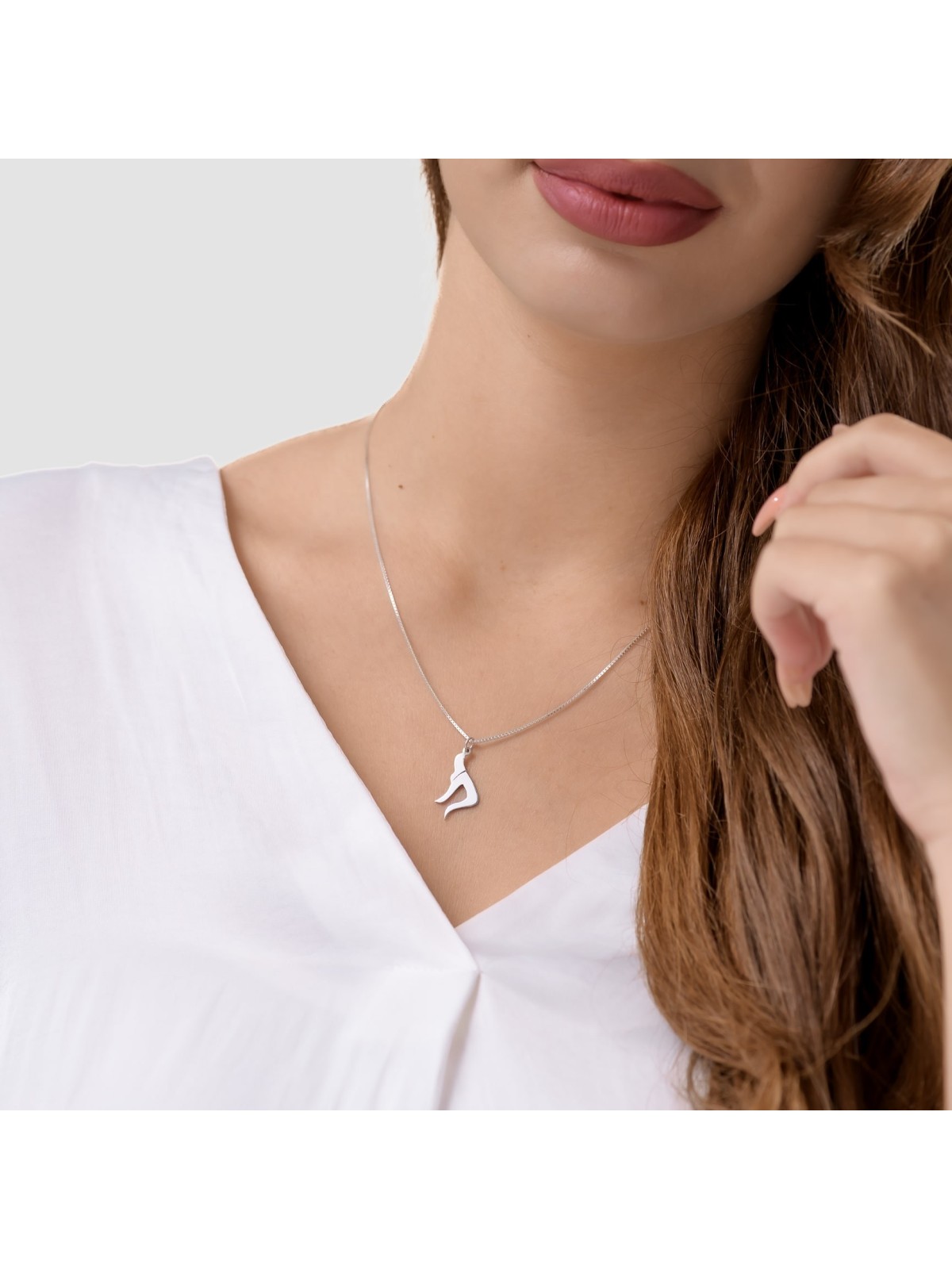Chai Design bouclé en argent sterling de petite taille Unis, argent sterling F