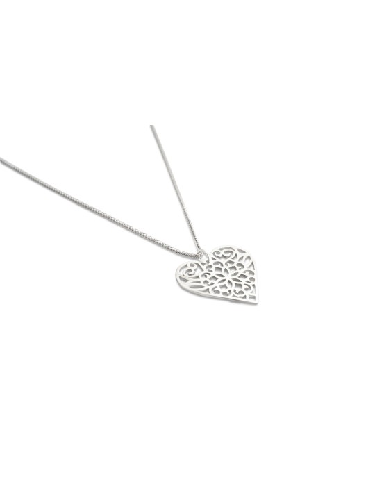 Sterling Silver Heart Filigree Necklace , Jewish Filigree Jewelry , Is