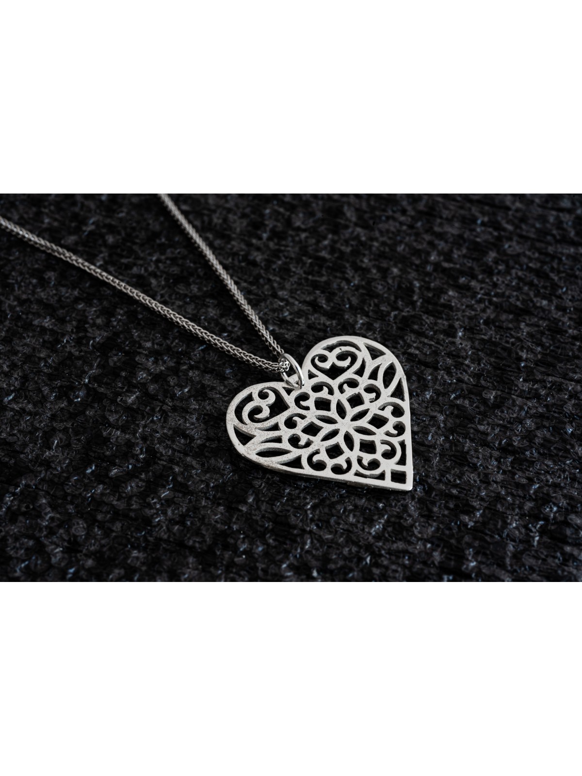 Sterling Silver Heart Filigree Necklace , Jewish Filigree Jewelry , Is