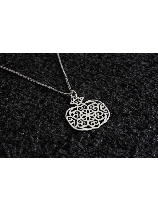 Large Filigree Pomegranate Silver Pendant , Jewish Filigree Jewelry ,