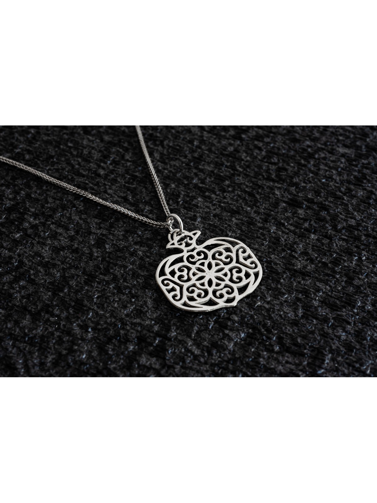 Large Filigree Pomegranate Silver Pendant , Jewish Filigree Jewelry ,