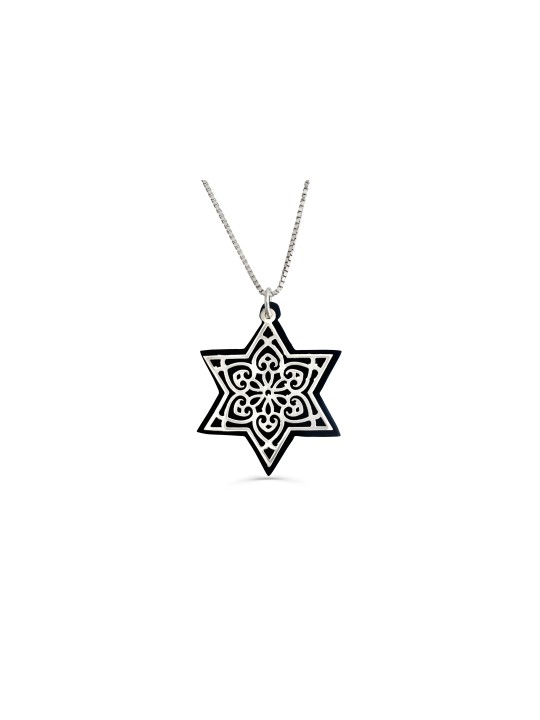 Collier étoile de David en aluminium et argent, famille en argent sterling Ne