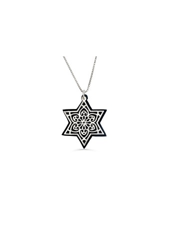 Aluminum and Silver Star of David Necklace , Sterling Silver Family Ne