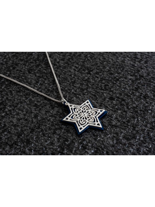 Collier étoile de David en aluminium et argent, famille en argent sterling Ne