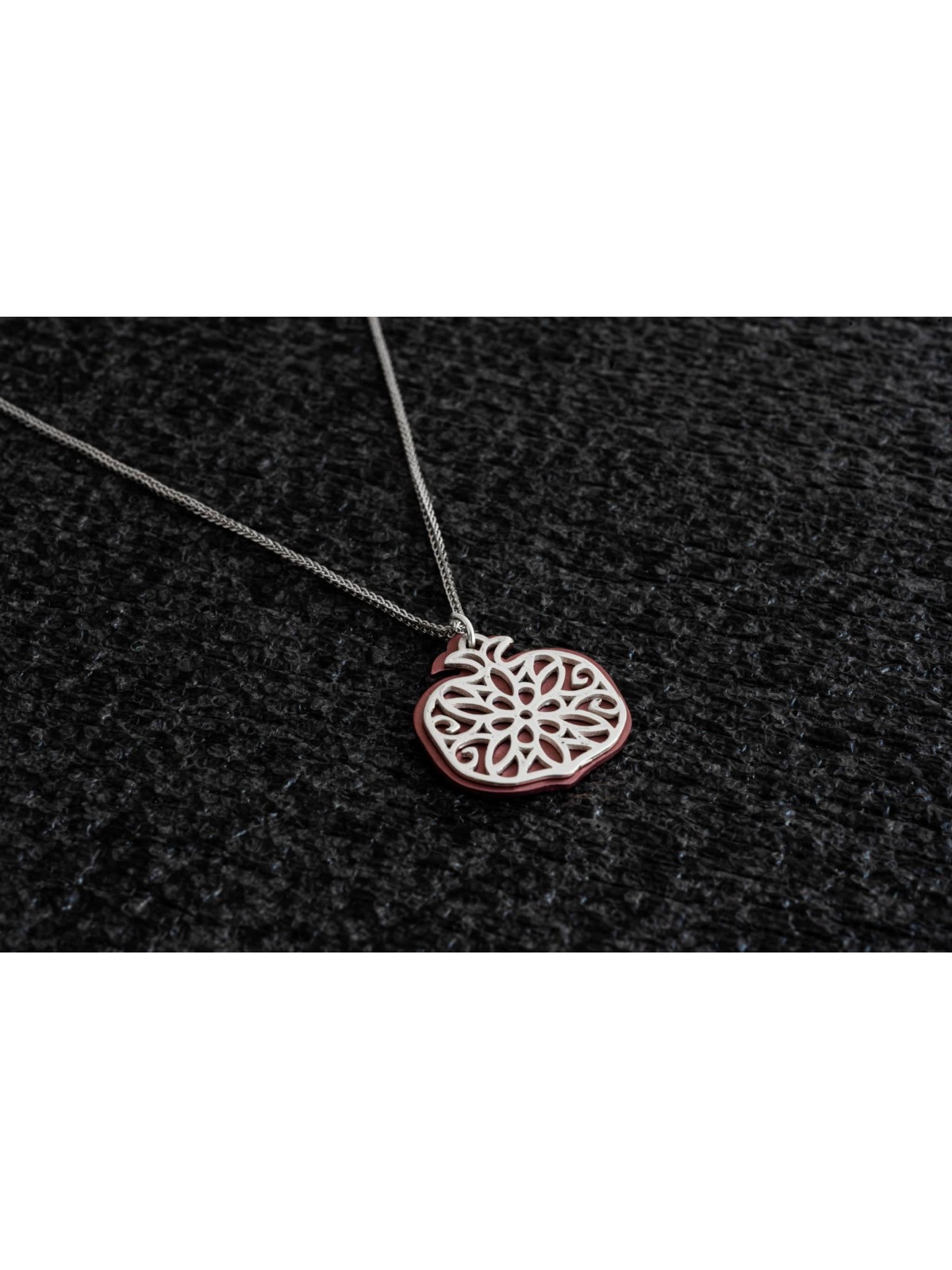 Small Silver and Aluminum Pomegranate Necklace , Sterling Silver Famil