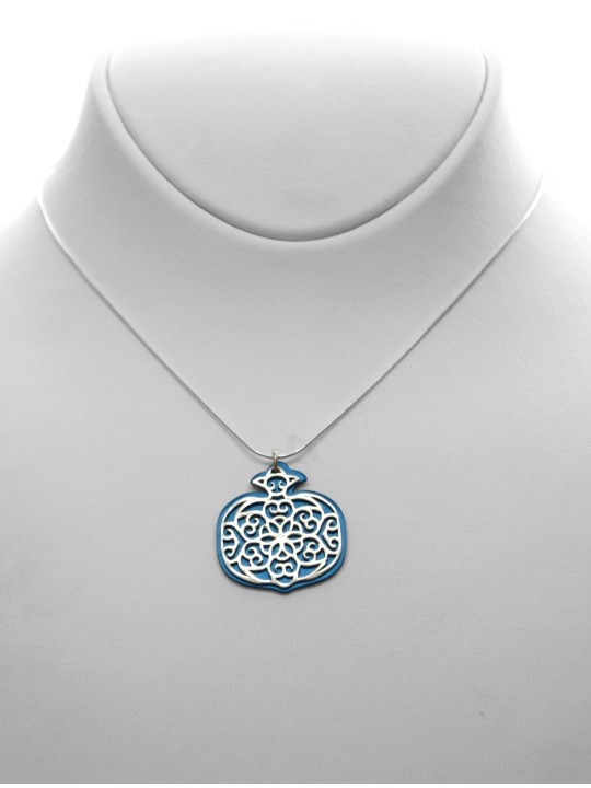 Petit collier de grenade en argent et aluminium, famille en argent sterling