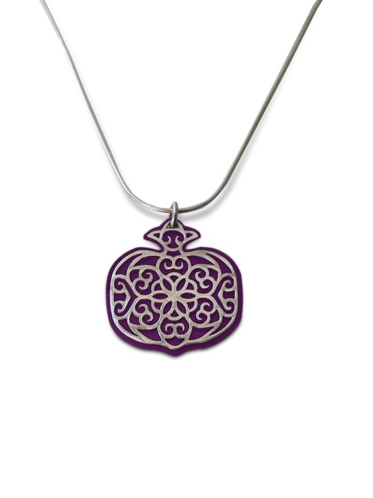 Petit collier de grenade en argent et aluminium, famille en argent sterling