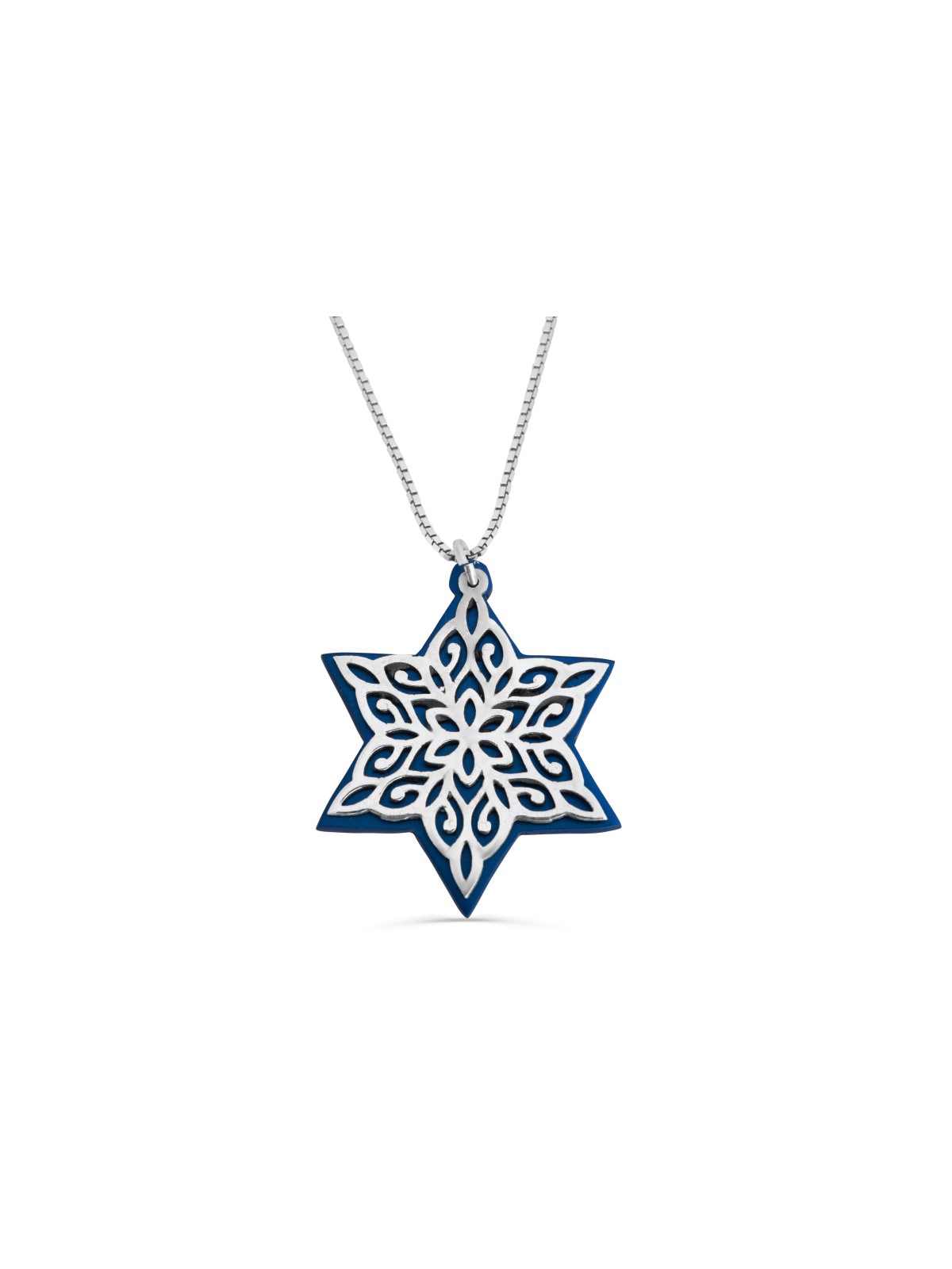 Collier en argent filigrane Magen David, bijoux juifs en filigrane, Israël