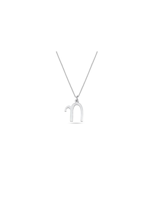 Sterling Silver Curved-Style Chai Pendant , Sterling Silver Family Nec