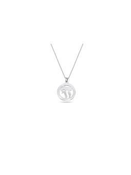 Chai en argent sterling enfermé dans un pendentif rond, famille en argent sterling