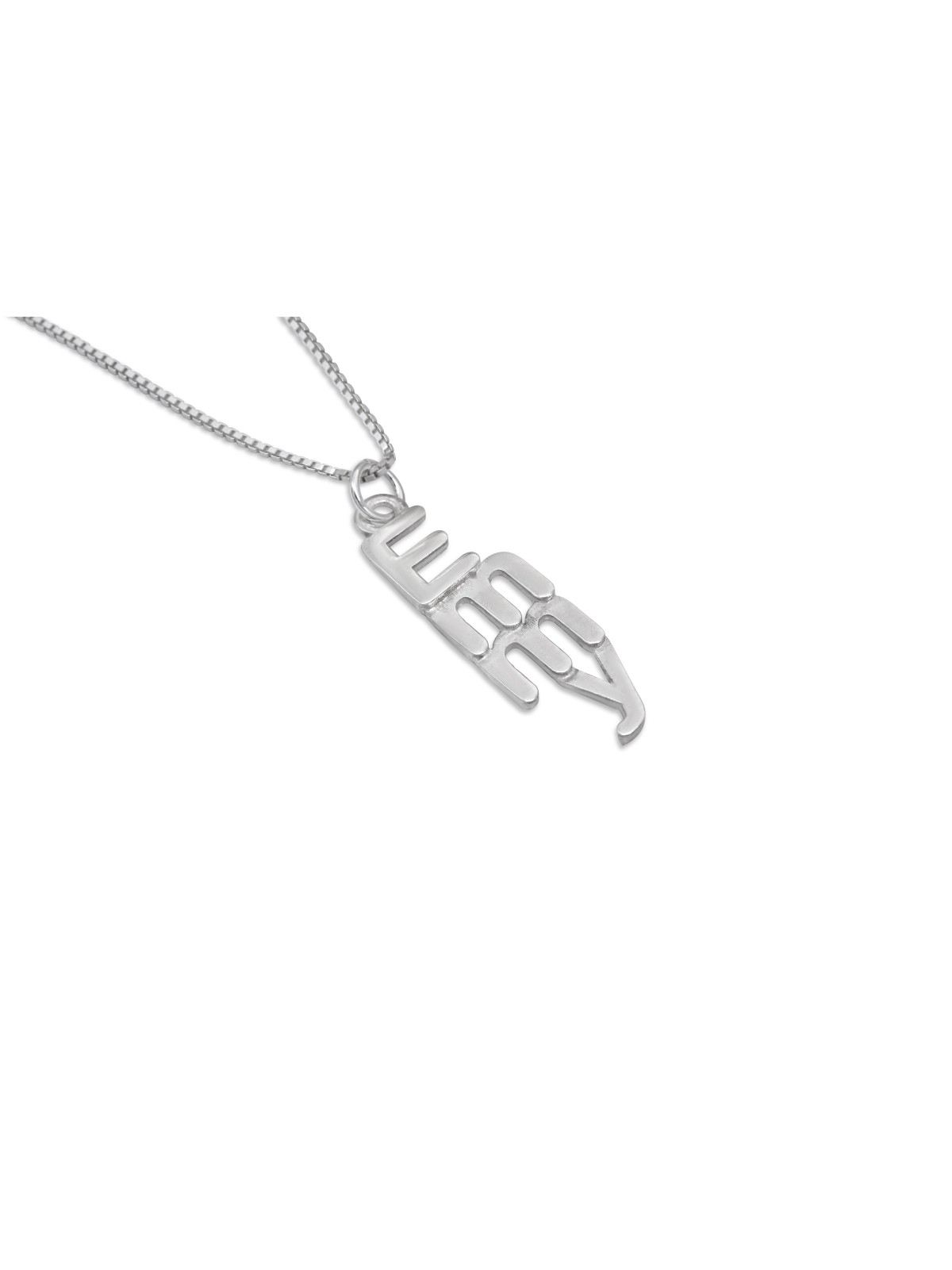 Collier de nom en argent 3D vertical, colliers de nom en argent sterling, est