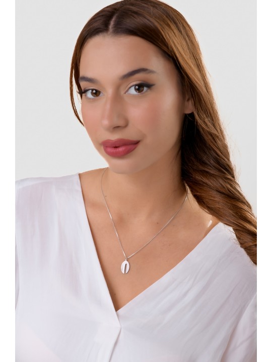 Collier Chai étroit moderne de taille moyenne fabriqué à partir de Ste, argent sterling F