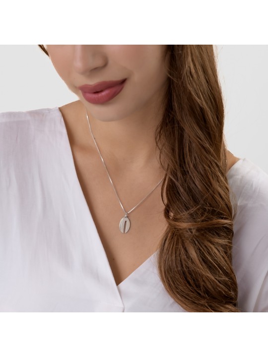 Collier Chai étroit moderne de taille moyenne fabriqué à partir de Ste, argent sterling F