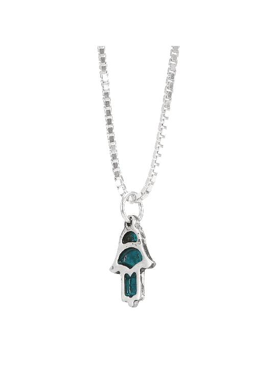 Petit collier de charme Hamsa en argent sterling avec Ena , Bijoux Hamsa , I