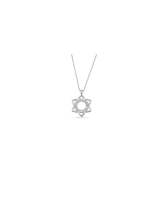 Petit pendentif tourbillonnant Magen David avec coeurs, famille en argent sterling