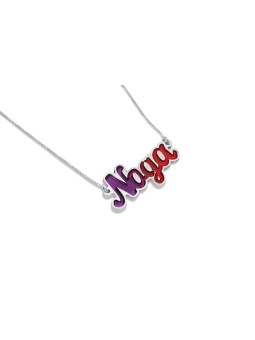 Pendentif nom en argent sterling avec émail, cou familial en argent sterling