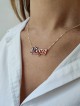 Pendentif nom en argent sterling avec émail, cou familial en argent sterling