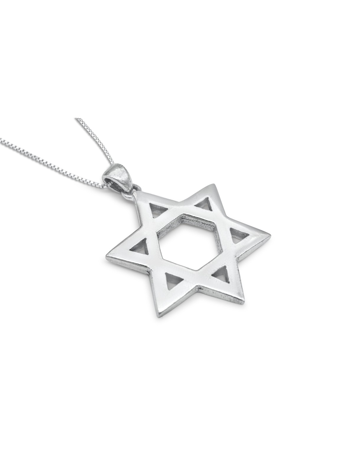 Mid-Sized Silver Star of David Necklace , Sterling Silver Family Neckl