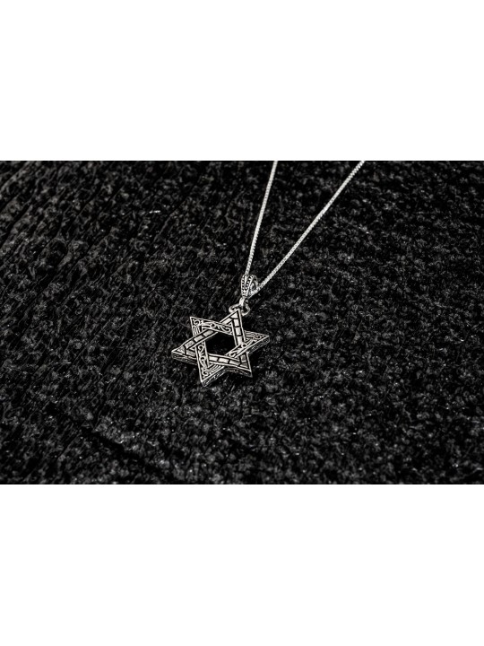 Pendentif étoile de David en argent avec Embe traditionnel, argent sterling F