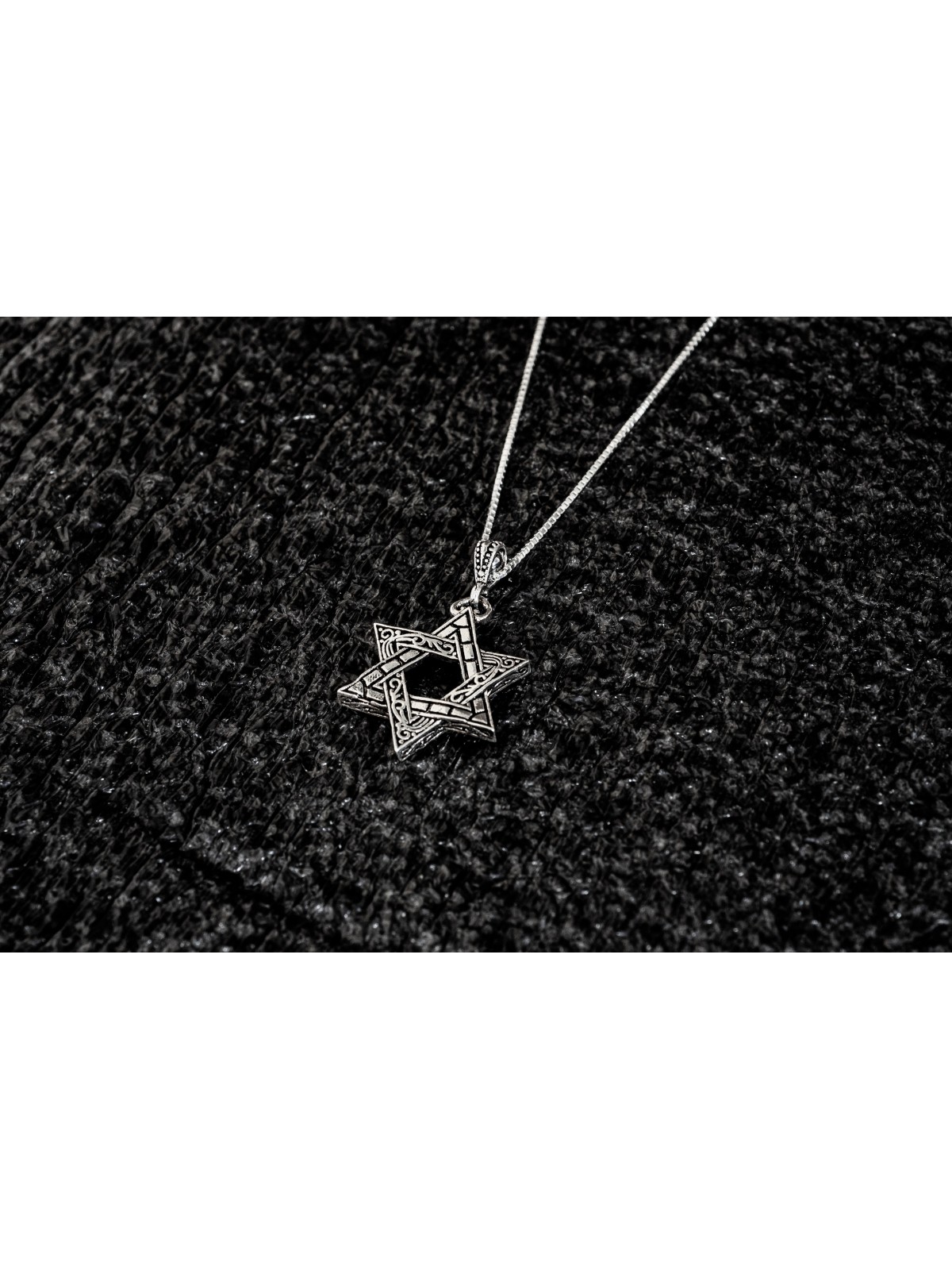 Pendentif étoile de David en argent avec Embe traditionnel, argent sterling F