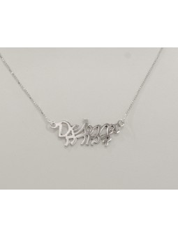 Pendentif de nom en argent anglais et hébreu, collier de nom en argent sterling