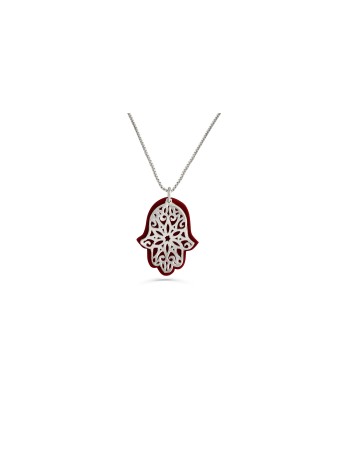 Petit pendentif Hamsa en aluminium et argent, collier familial en argent sterling