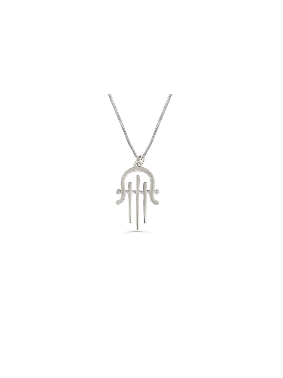 Modern Looking Hamsa Silver Necklace , Sterling Silver Family Necklace