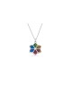 Collier floral étoile de David avec émail, famille en argent sterling Nec