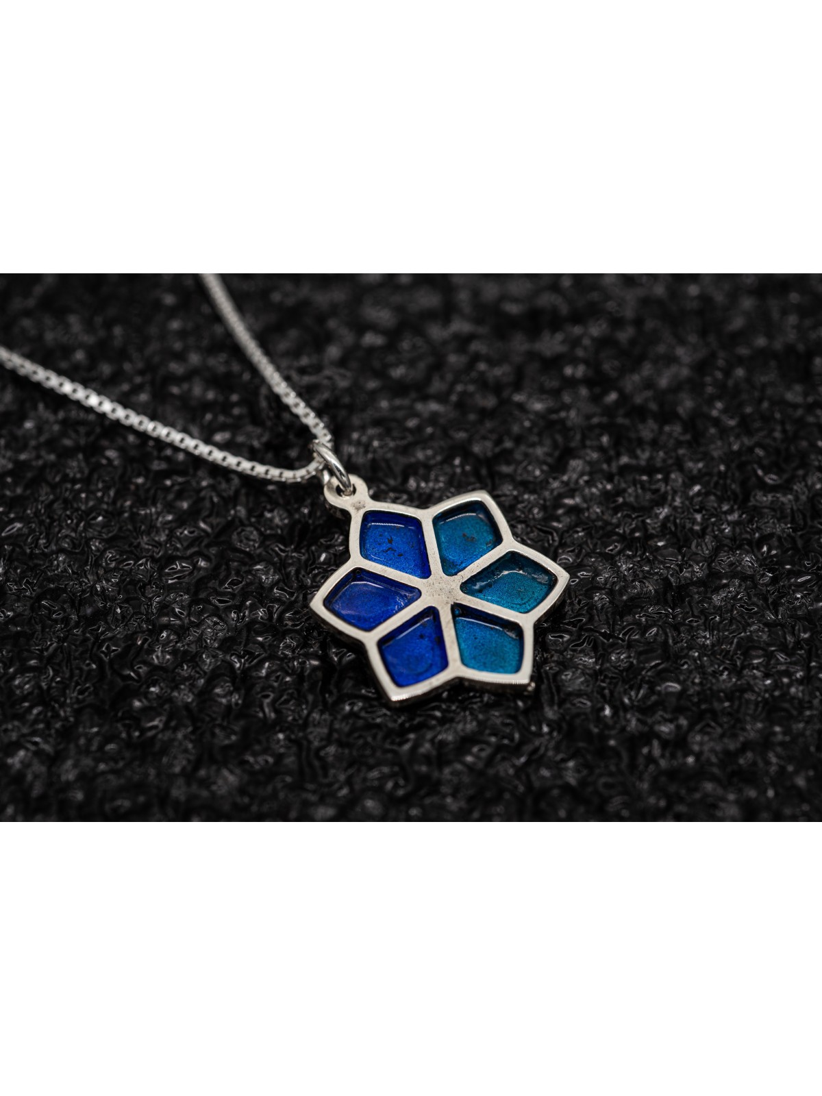 Collier floral étoile de David avec émail, famille en argent sterling Nec